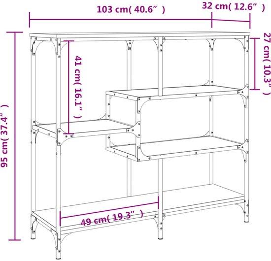vidaXL Wandtafel 100x32x75 cm bewerkt hout grijs sonoma
