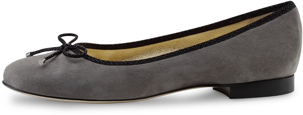 Werner Kern Jane Ballerina Schoenen Dames - Ballerina's donkergrijs/zwart - Klassieke instappers - Met sierstrikje - Hoge kwaliteit suède en leer - Ballet flats - Werner Kern Ballerinas - Grijs - 38