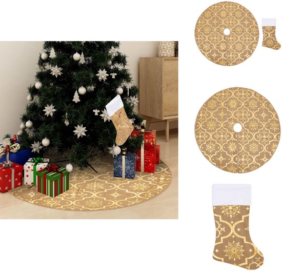 vidaXL Kerstboomjurk - Kerstboomjurken - Kerstboomrok - Kerstboomrokken - Kerstboomrok luxe met sok 122 cm stof geel