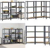 Bol.com vidaXL Opbergrekken 4-laags 3 st staal & bewerkt hout antracietkleurig - Plank - Planken - Garage Stelling - Stellingkast aanbieding