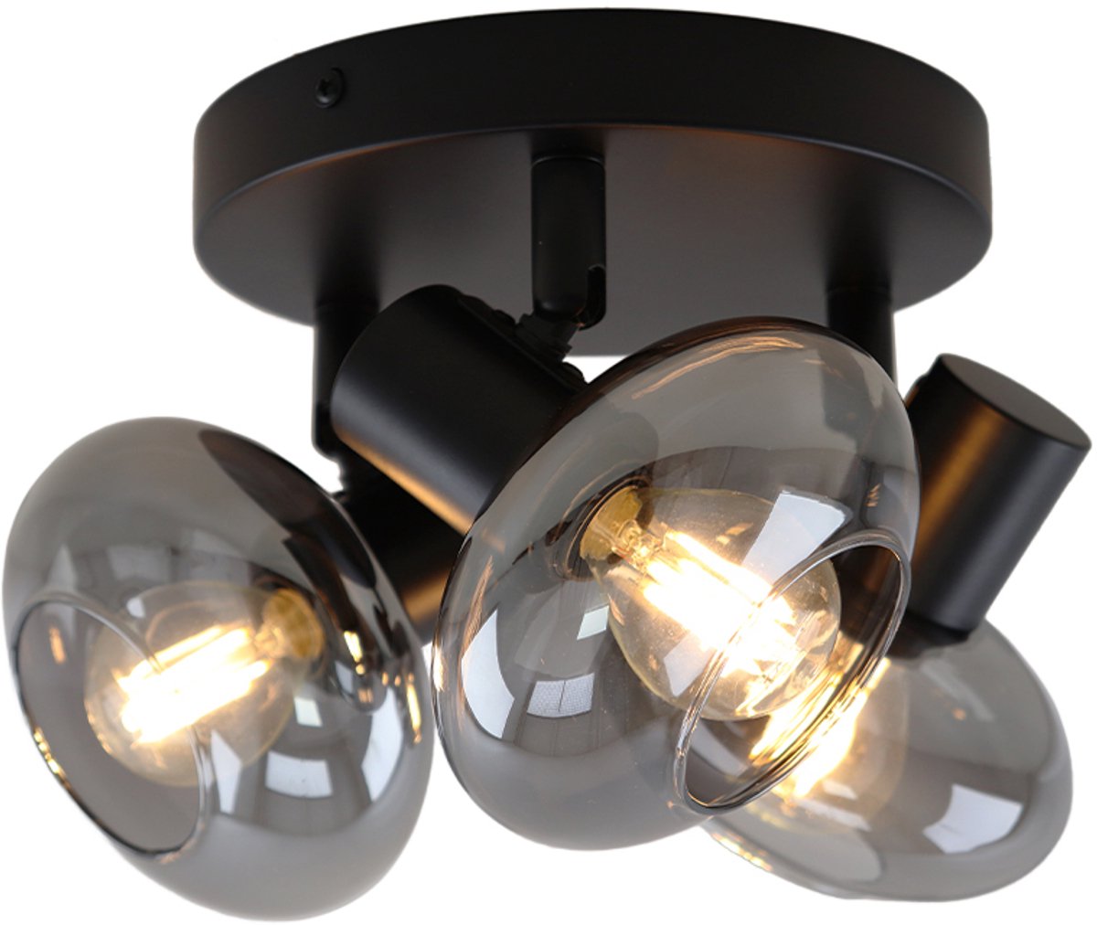 Olucia - SKIP - Plafondlamp - Zwart - 3L - Geschikt voor Woonkamer/Slaapkamer/Kantoor/Horeca/Hal - Vorm: Rond