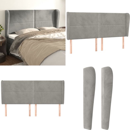 vidaXL Hoofdbord met randen 103x23x118/128 cm stof crèmekleurig