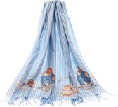 Écharpe - Pashmina - Bleu clair - Rayé - Ours Paddington - Marmelade Classic - 70 x 200 cm