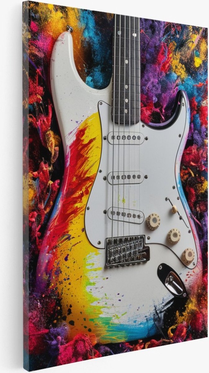 Saammp Canvas Schilderij - Abstract - Muziek - Gitaar - 60x90 - Foto op canvas - Wanddecoratie - Muurdecoratie Woonkamer - Slaapkamer decoratie - Canvas Print Multicolor