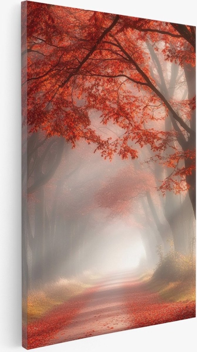 Saammp Canvas Schilderij - Natuur - Boot tussen de bergen - landschappen - 80x120 - Foto op canvas - Wanddecoratie - Muurdecoratie Woonkamer - Slaapkamer decoratie - Canvas Print Multicolor