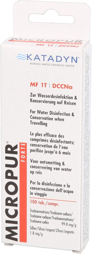 Micropur Forte MF 1T, waterzuiveringstabletten, 100 tabletten, Katadyn.