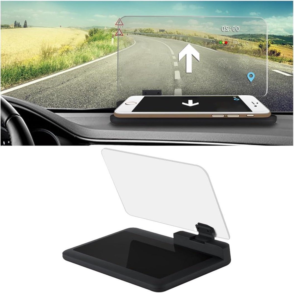 Smartphone Head Up Display Houder - Voertuig Navigatie Projector - GPS HD Image Reflector - Auto Universele Telefoonhouder - Veiligheidsondersteuning .