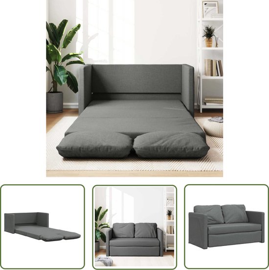 The Living Store Slaapbank vloermodel 2-in-1 112x174x55 cm stof donkergrijs - Vloerslaapbank - Slaapbank - 2 Persoons Bed - Lounge Sofa - Multifunctionele Meubels
