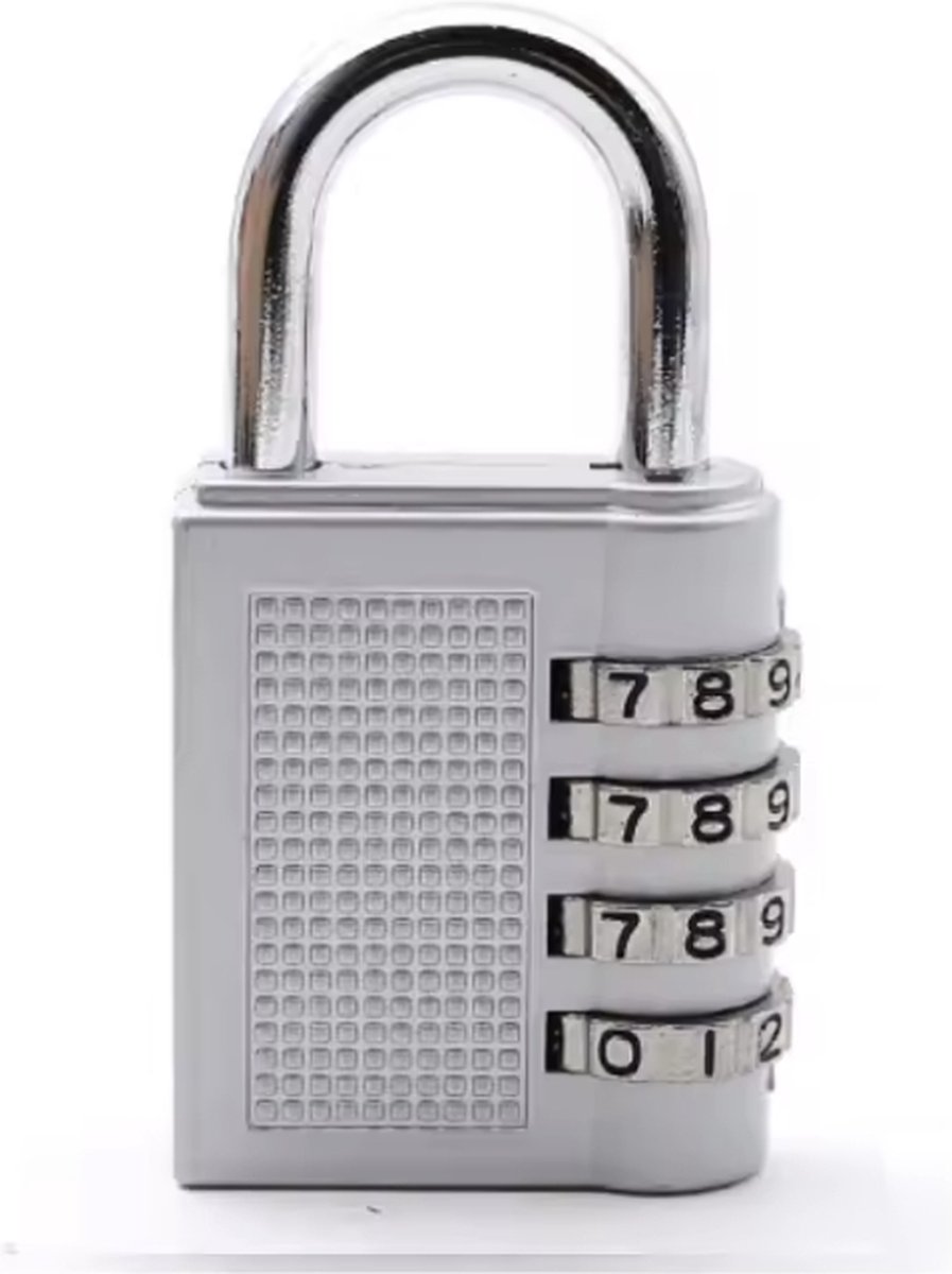 CHPN - Hangslot - Cijferslotje - 4 cijfers - Kofferslot - Kastslotje - Zilverkleurig - 40MM breed - Klein hangslotje - Slot
