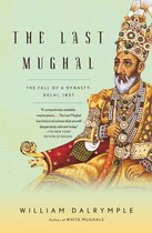Boekomslag van 'The Last Mughal' met een rijkelijk versierde Mughal-keizer met juwelen en gouden kleding.