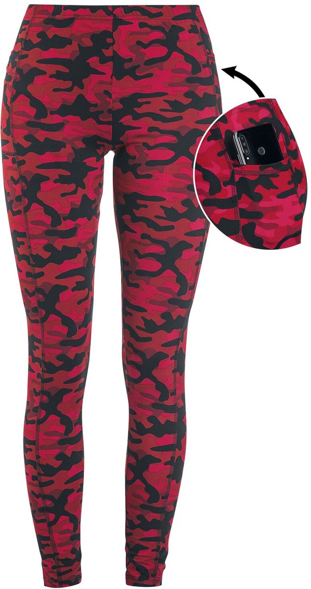 Rock Rebel by EMP Rode camo legging met steekzakken - Dames - 5XL
