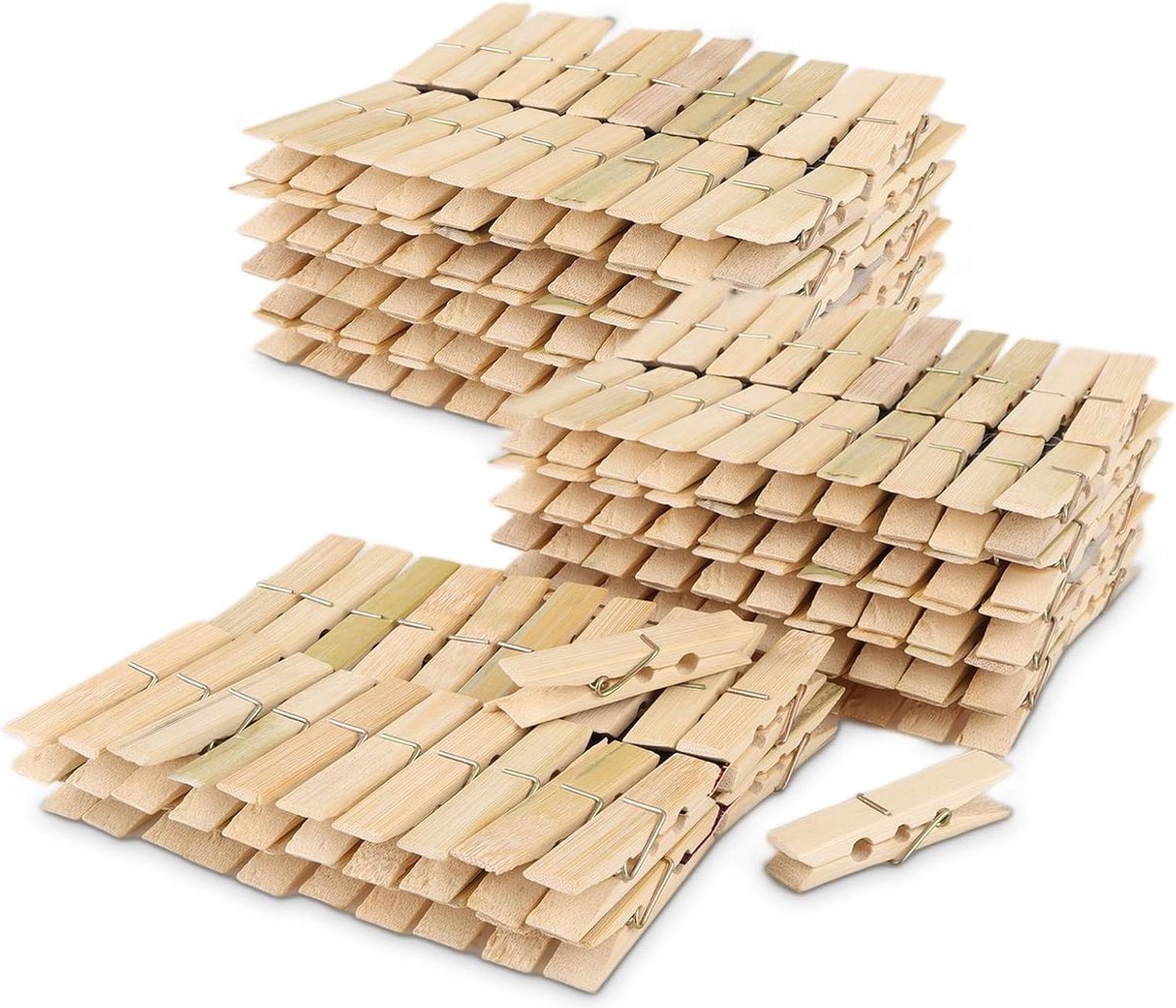 Goedkoopste Wasknijpers hout 400 stuks - klein 6 cm - duurzaam - 12 x 60 mm - natuurlijk - mini klemmen - wasgoed - kantoormemo's - foto's - doe-het-zelfprojecten