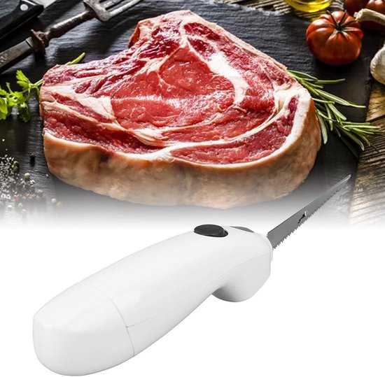 NutriChef Draadloos Elektrisch Mes | Makkelijk in Gebruik met Constant ON/OFF Veiligheidsknop | Snijden van Vlees, Brood, Kaas & Meer | Lichtgewicht met Contourgreep, Rood