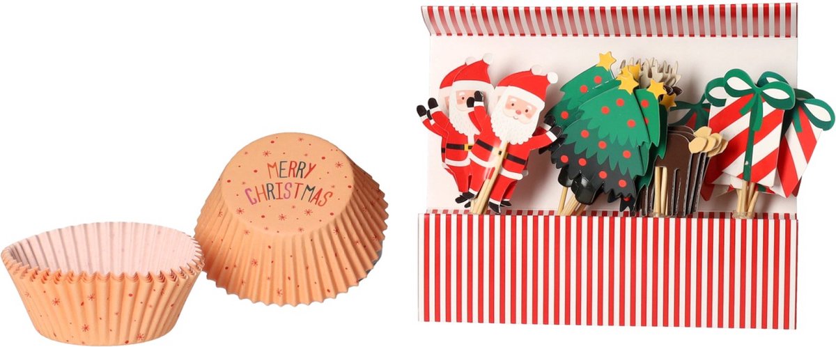 Cakevorm - set 48dlg - xmas - design kerstversiering - muffinvorm - kerst - kerstdecoratie
