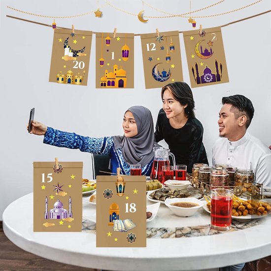 Ramadankalender zum Befüllen,30 Geschenkschachteln mit Zahlenaufkleber