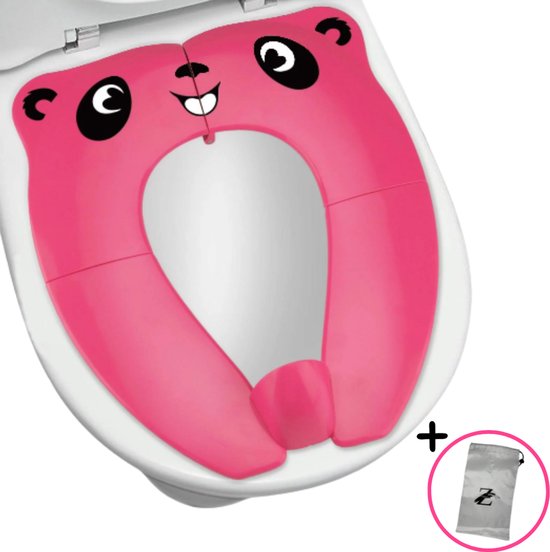ZoeZo - Abattant WC Panda - Rose - Pliable - Incl. sac de rangement - Enfants - Hygiénique - Réducteur de siège de toilette - Apprentissage de la propreté - Apprentissage de la propreté - Abattant de Toilettes