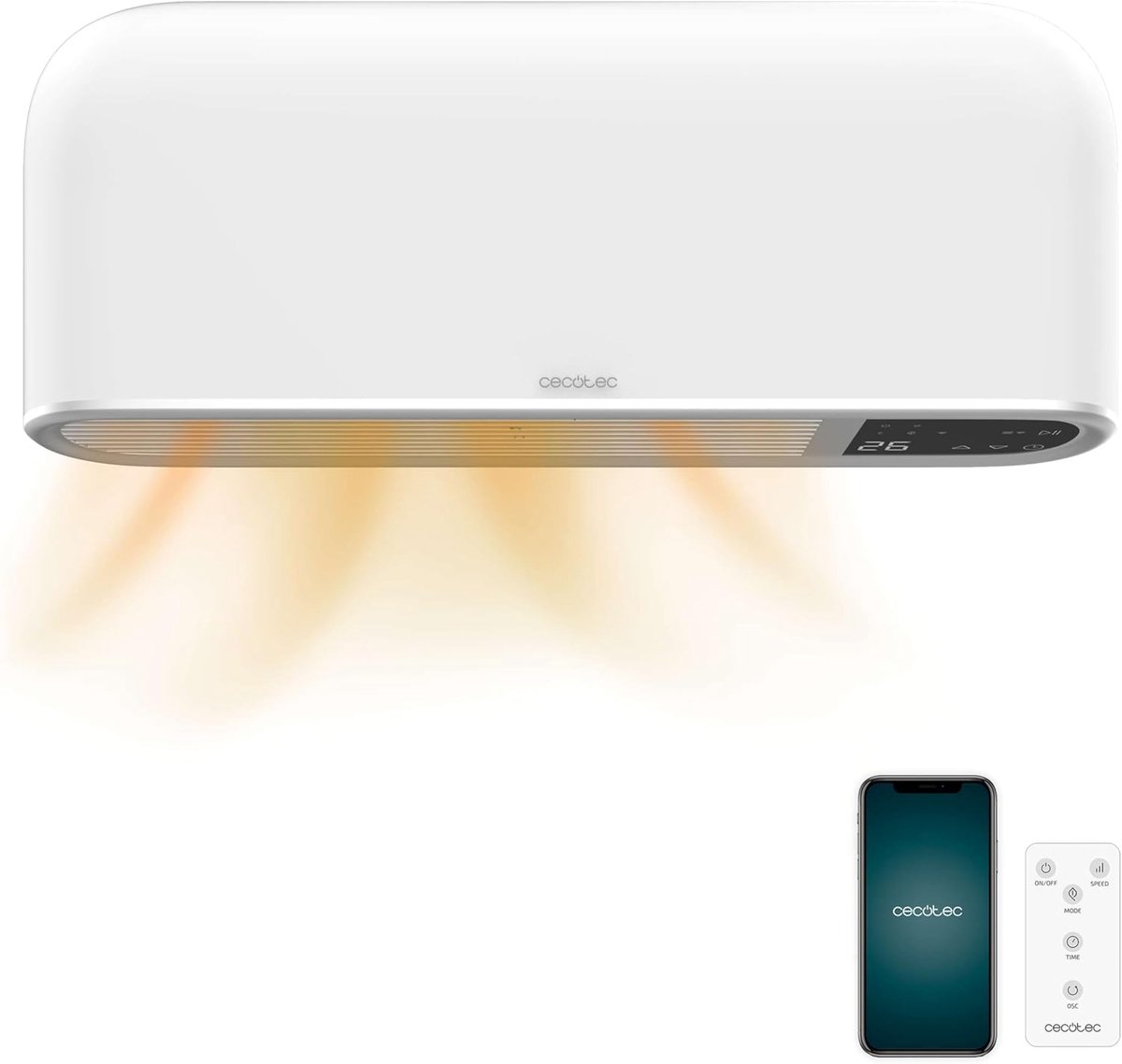 Keramische Badkamerkachel 2000W Wifi Verbinding IP22 Bescherming tot 20 m²