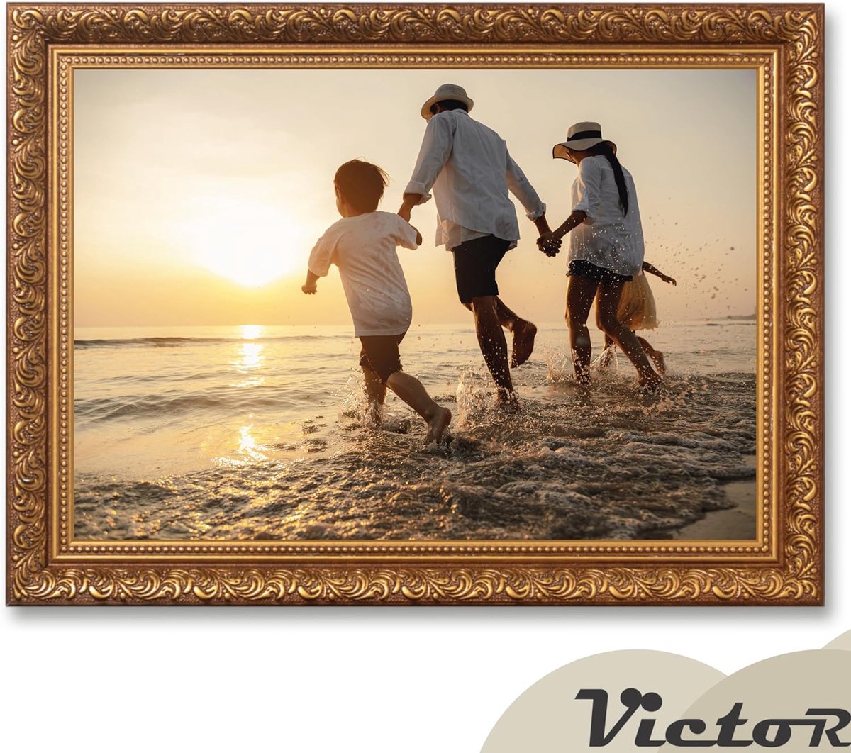 VictoR Barokke fotolijst Rembrandt Zwart Zilver 60x90 cm (A1) - Lijst: 58x41mm - Antieke vintage stijl - met onbreekbaar acrylglas - MDF-achterkant