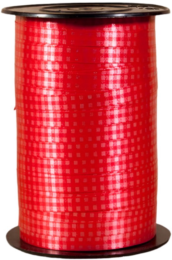 Ruban frisé à carreaux rouges | 7,5 mm | 228 mètres