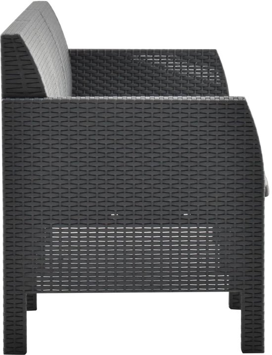 vidaXL Loungeset 2-delig - Antraciet - Rattanlook Tuinstoel - Lounge Set - Buitentijd - Relaxen - Tuinset