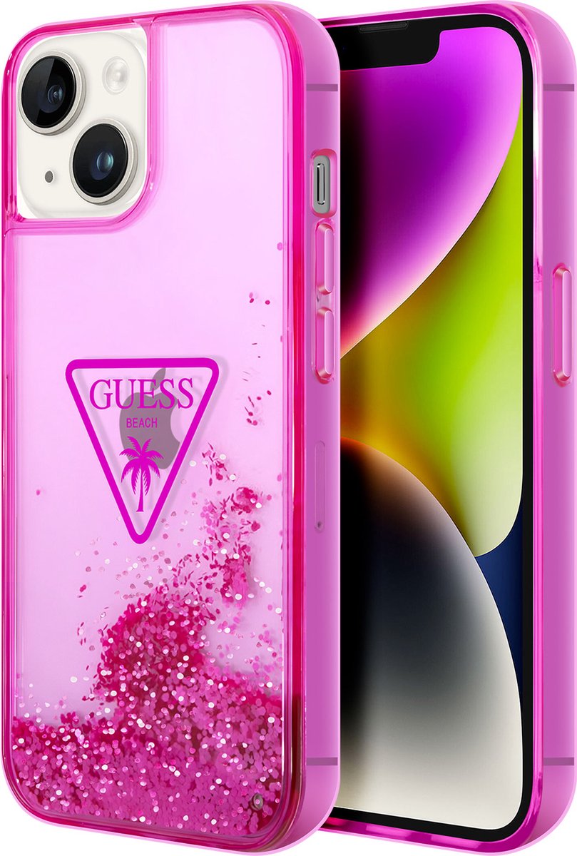 GUESS Transparante Roze TPU Back Cover voor Apple iPhone 14 - Bescherming & Stijl
