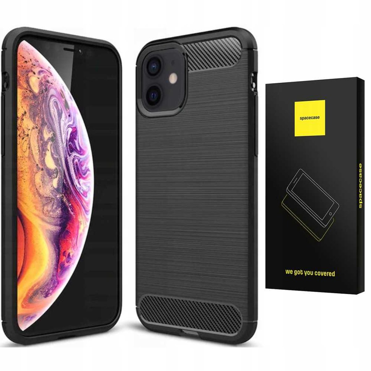 Spacecase Case Cover Voor Iphone 12 12 Pro Zwart Sc Carbon