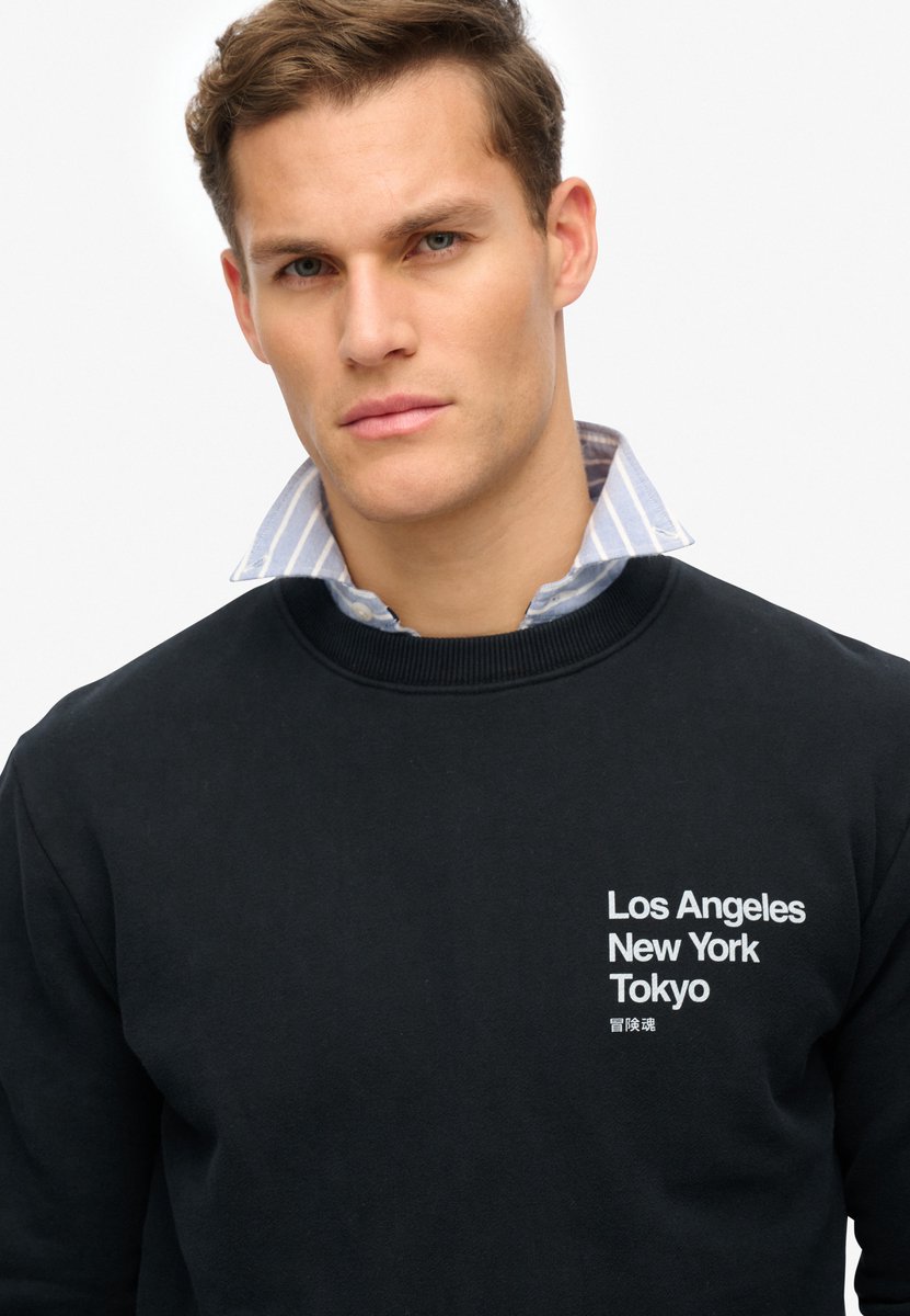 Superdry Core City sweatshirt met ronde hals en logo Heren Truien Zwart