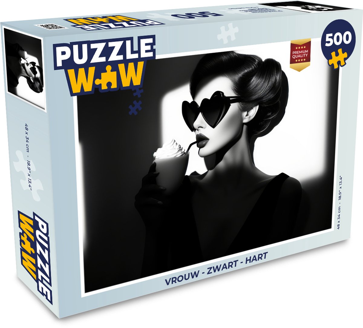 Puzzel Vrouw - Zwart - Hart - Legpuzzel - Puzzel 500 stukjes