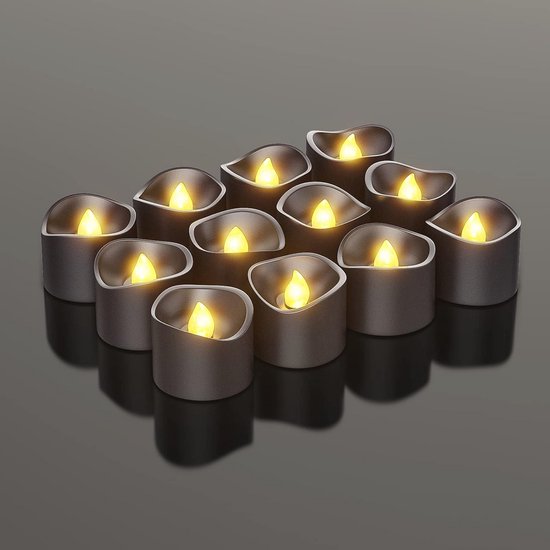 Led Kaars 7,5 x 10 cm, 12,5 cm, 15 cm | Zwart | 3D vlam | 3 stuks | 123led Anna Collection