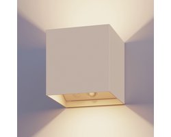 Calex Volterra Oplaadbare Wandlamp Kubus - Oplaadbaar - Up & Down Tuinverlichting - Modern - Warm Wit Licht - Voor Binnen en Buiten - Waterdicht - Zand