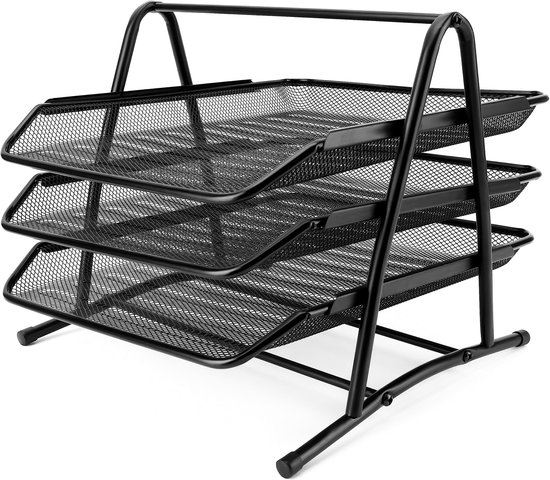 Loobiiny Organisateur Bureau 7 Niveaux – Range-Documents A4, Casier Fichiers Horizontal, Étagère à Dossiers Stable En PVC Blanc