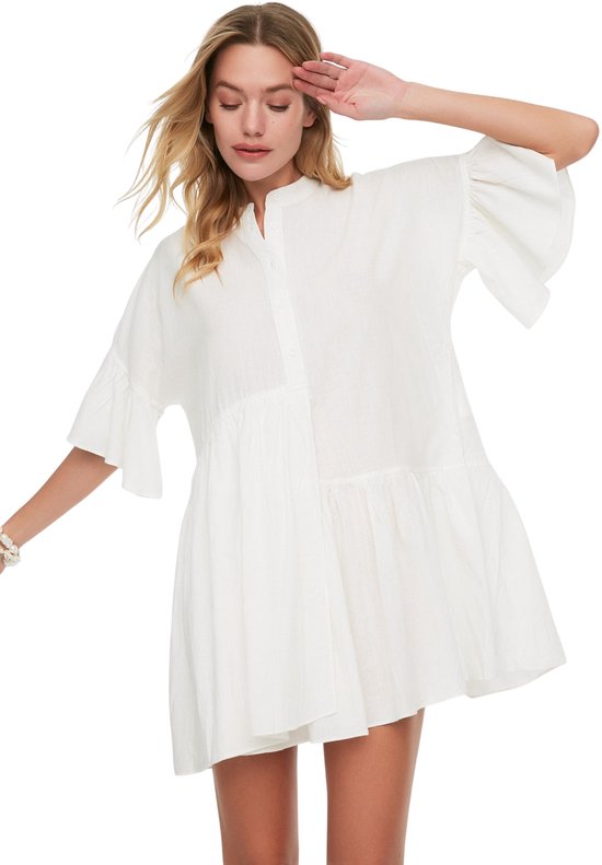 Trendyol Robe smockée à manches bouffantes/à volants pour femme