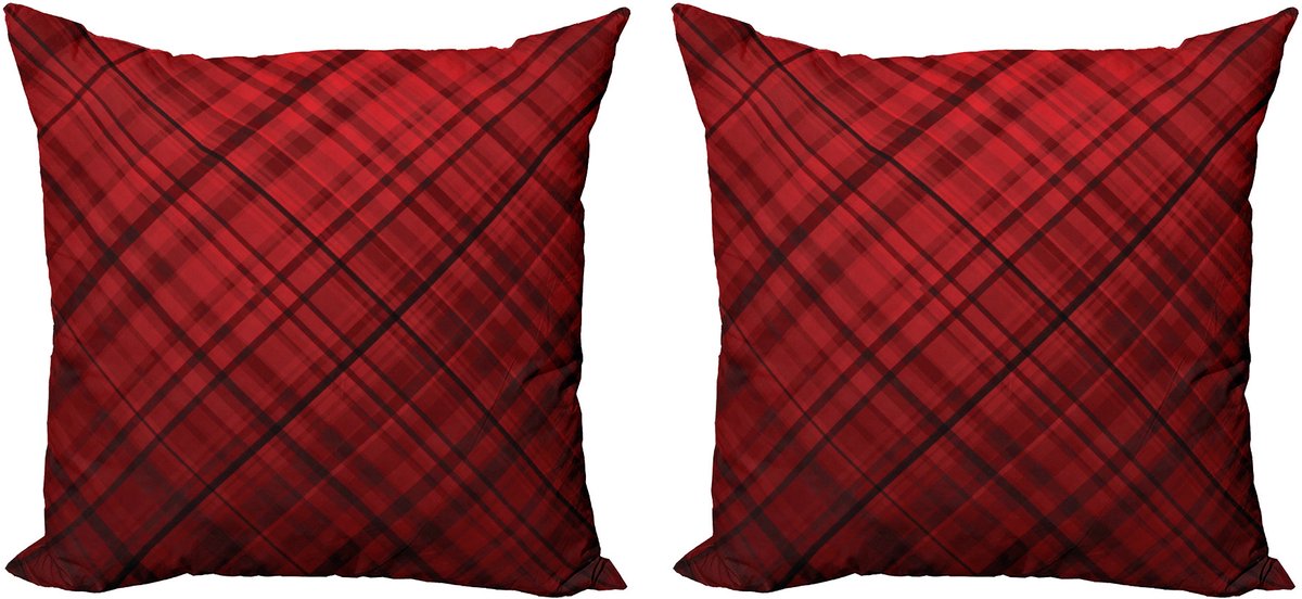 New Bed Abstract Patroon van Schotse Kilt Decoratieve Sierkussenhoes Set van 2 voor Bank Slaapkamer Woonkamer, 51cm x 51cm Gedrukte Kussenhoes Bordeau, Rood