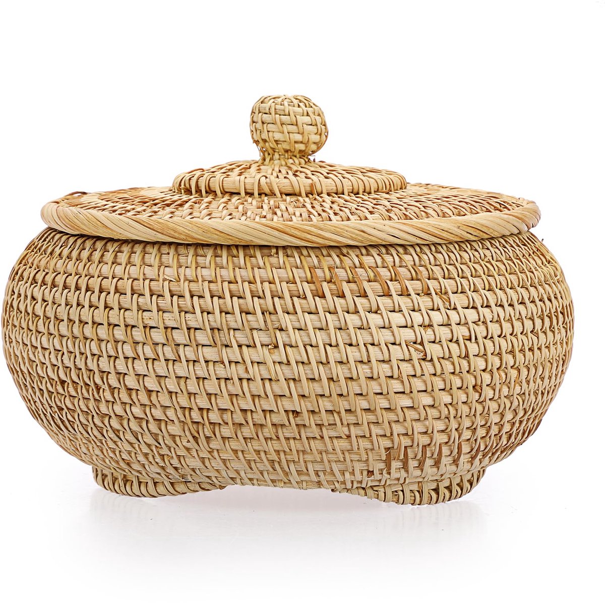 My Ninki ® Veelzijdige Natuurlijke Opbergmand van Rotan met Deksel voor Diverse Gebruiken