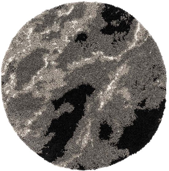 Rond hoogpolig vloerkleed Marble Artisan - grijs 240 cm
