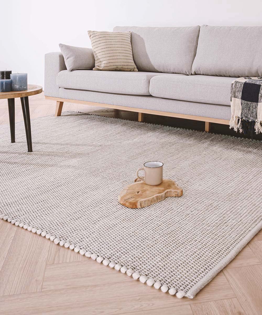 Wollen vloerkleed Lett - wit 140x200 cm