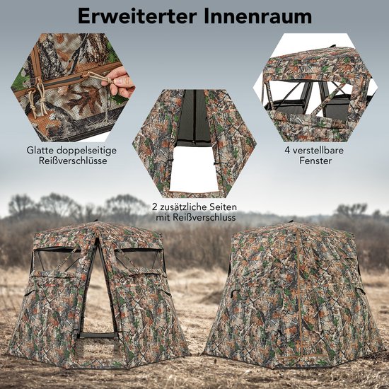 Jachttent Jachthut Voor 6-7 Personen, Grondschermen Met Draagtas Camouflage Tent Hert P 010428255786