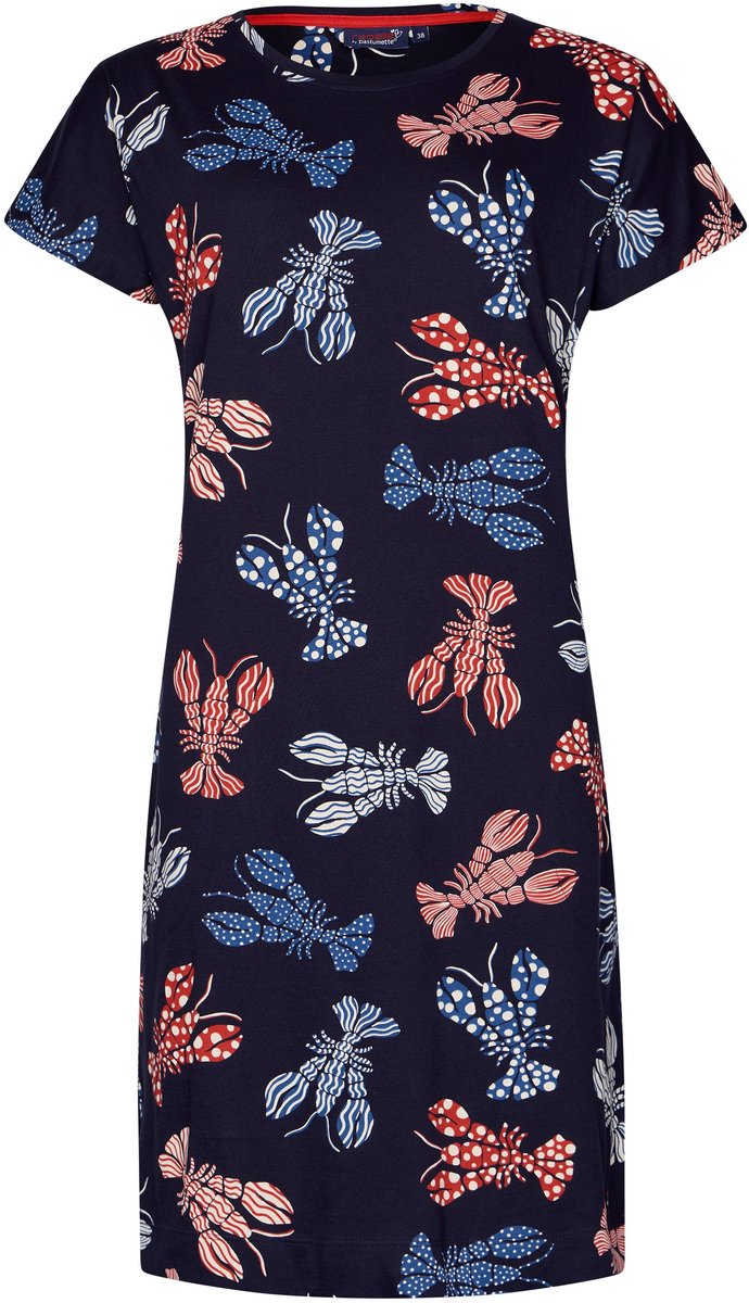 Rebelle Dames Nachthemd Rebelle - Lobster Party - Bio Katoen - Print blauw