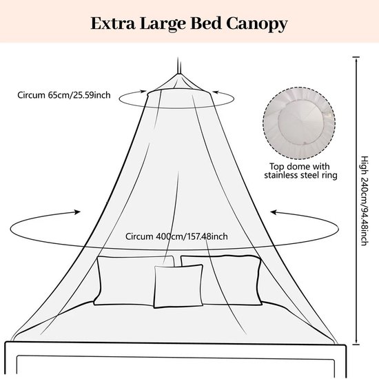 Vercico Kinderbed luifel ronde koepel 240 cm bed tent voor