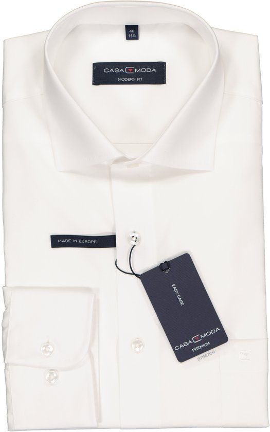 CASA MODA modern fit overhemd - wit - Strijkvriendelijk - Boordmaat: 45