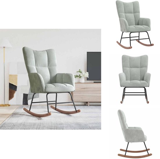 vidaXL Chaise à bascule Velours Gris clair - Chaise à bascule - Chaises à bascule - Chaise balançoire - Chaises balançoires