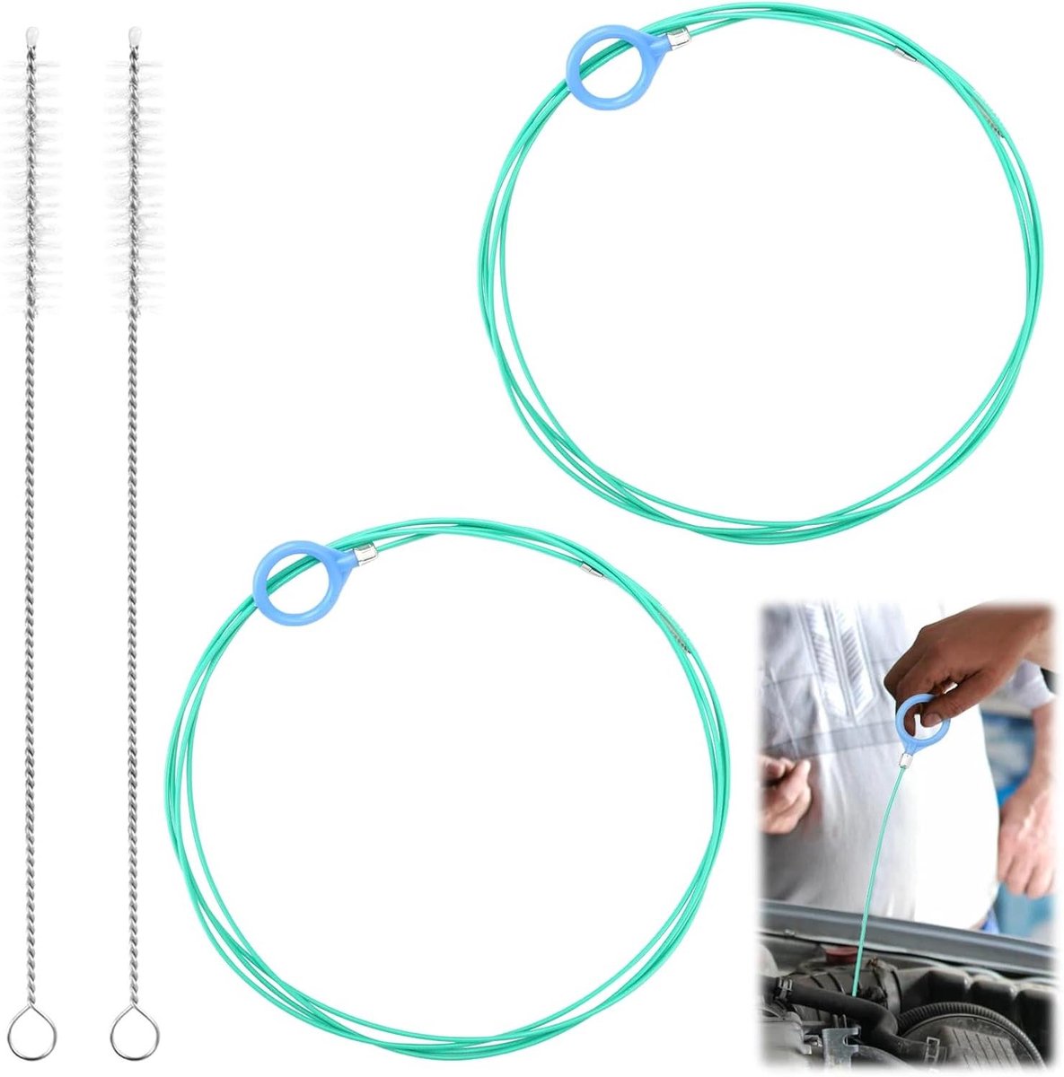 Sunroof Cleaning Brush Set - 2 Pieces, 300 cm and 20 cm Flexible Brushes