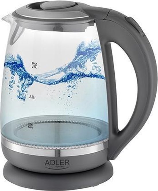 Adler AD 1286 - waterkoker - 2 Ltr - Grijs, Transparant - 2200 W