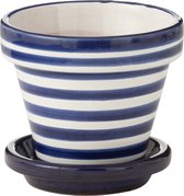 J-Line cache-pot Granada Stripes Handmade + Painted - céramique - bleu - extra small - Ø 17 cm