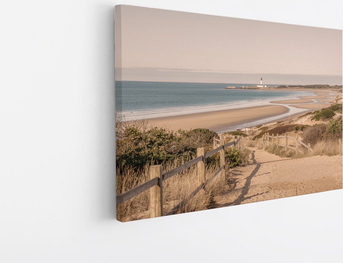 Saammp Canvas Schilderij - Strand - Nederland - Zee - 45x30 - Foto op canvas - Wanddecoratie - muurdecoratie Woonkamer - Slaapkamer decoratie - Canvas Print Multicolor