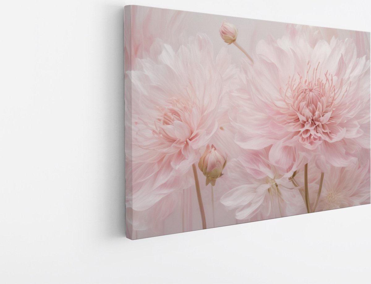 Saammp Canvas Schilderij - Kunst - Roze Bloemen - Natuur - Abstract - 100x75 - Foto op canvas - Wanddecoratie - Muurdecoratie Woonkamer - Kantoor Decoratie Multicolor