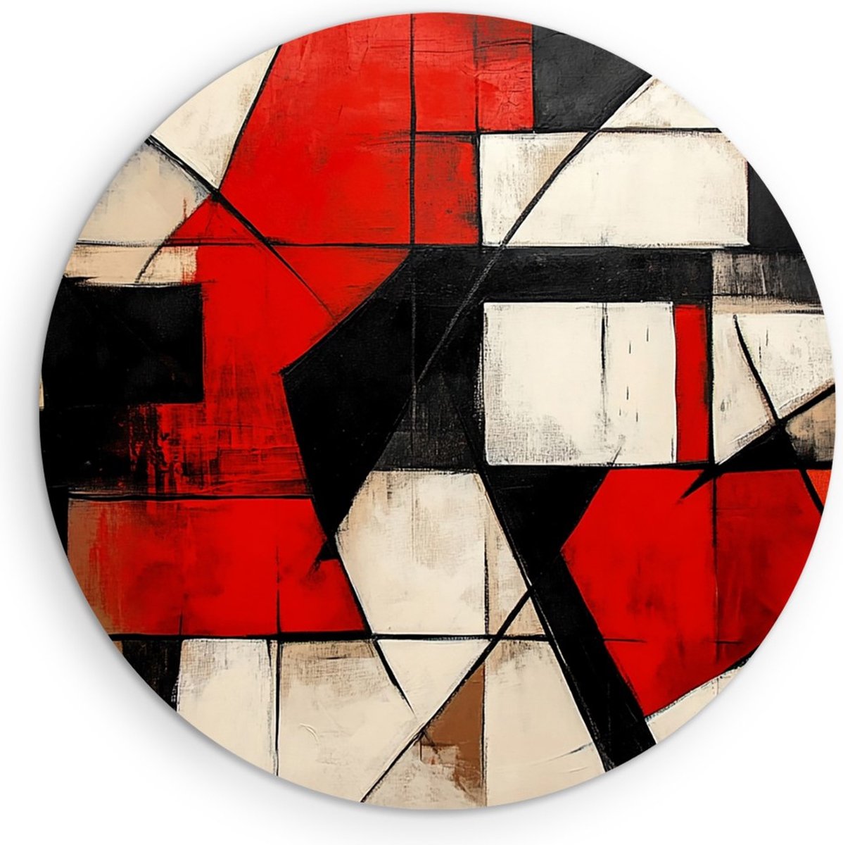 Saammp Forex Muurcirkel - Geblokt - Kleurijk - Abstract - Ø 90 - Wandcirkel - Wanddecoratie Cirkel - Muurdecoratie Woonkamer - Slaapkamer decoratie - Rond Schilderij