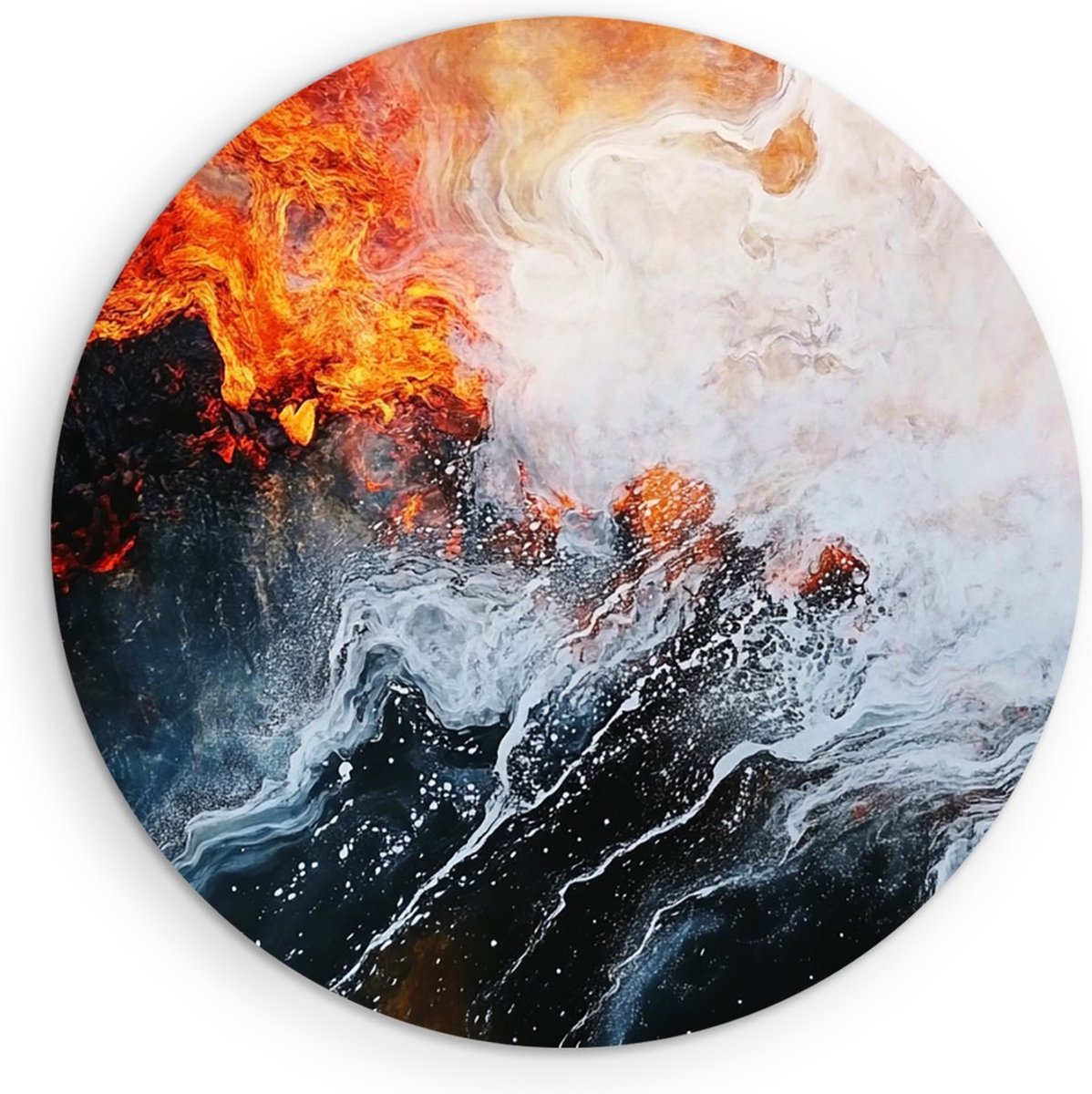 Saammp Forex Muurcirkel - Contrasterende kleuren - Abstract kunstwerk - Ø 80 - Wandcirkel - Wanddecoratie Cirkel - Muurdecoratie Woonkamer - Slaapkamer decoratie - Rond Schilderij