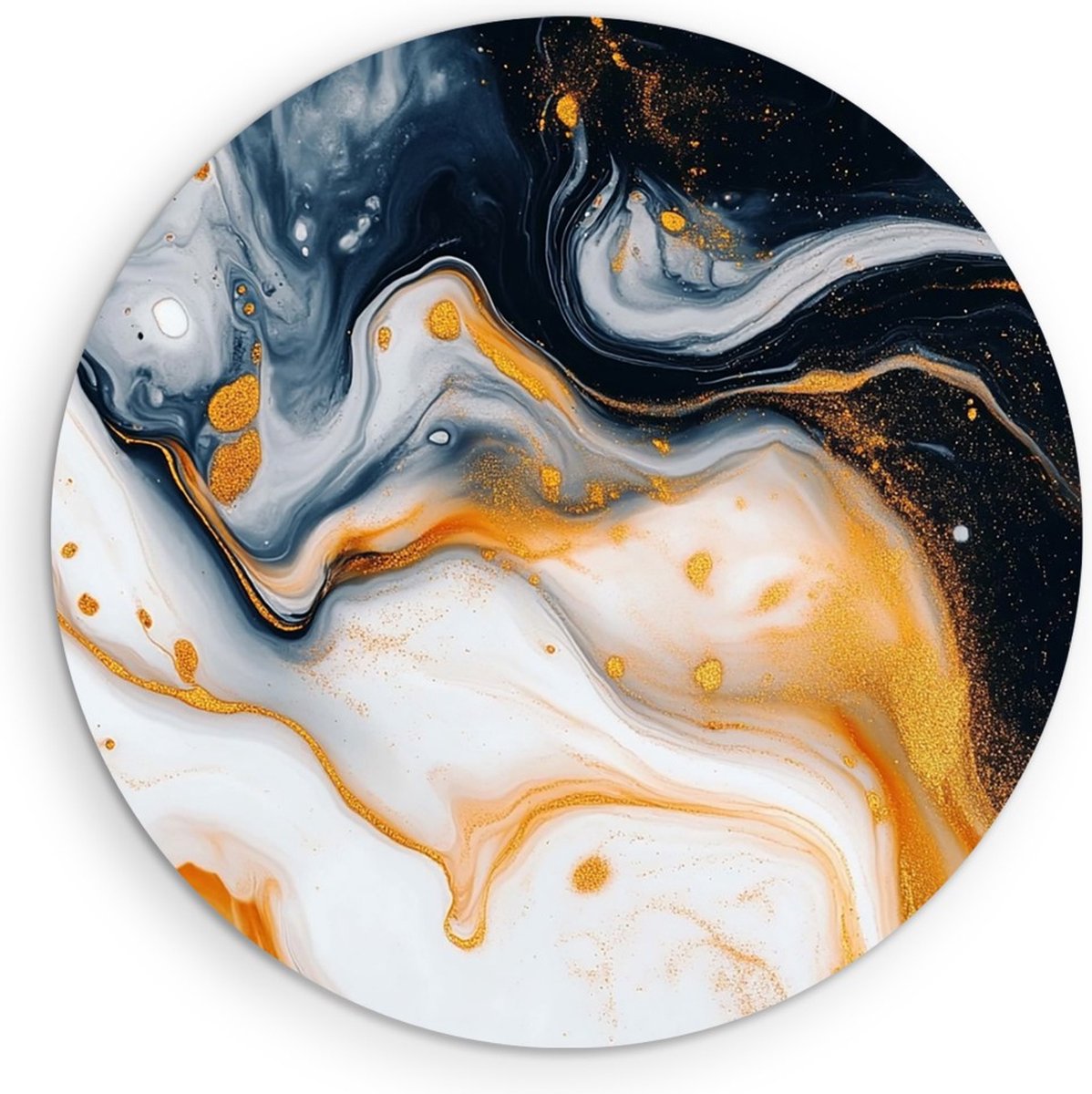 Saammp Muurcirkel Hout - oranje - Vloeibaar - Abstracte Wanddecoratie Cirkel- Ø 50 - Wandcirkel - Wanddecoratie Cirkel - Muurdecoratie Woonkamer - Kantoor Decoratie