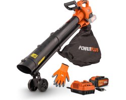 Powerplus Bladblazer/-zuiger borstelloos 40V set incl. batterij 2x20V 2.5Ah en lader + handschoenen - POWDPGBVS1- tuingereedschap